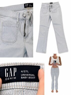 GAP Light Blue Railroad Striped Baby Boot Jeans